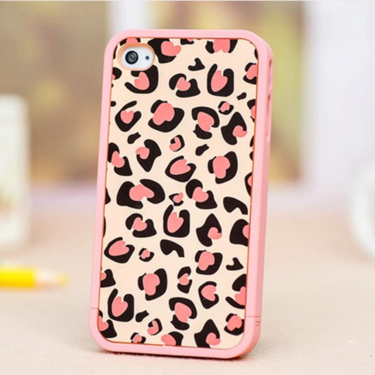 Iphone 5 Case, Pink Leopard Print Plastic 3 Pieces Slide Case For Iphone