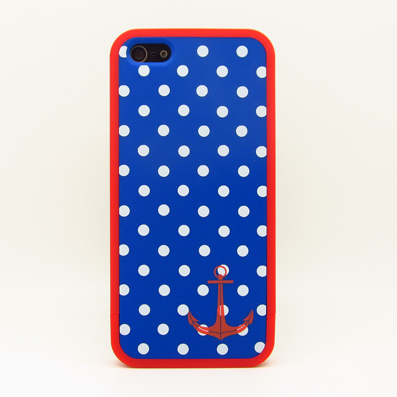 Iphone 5 Case, Polka Dots And Anchor 3 Pieces Slide Case For Iphone