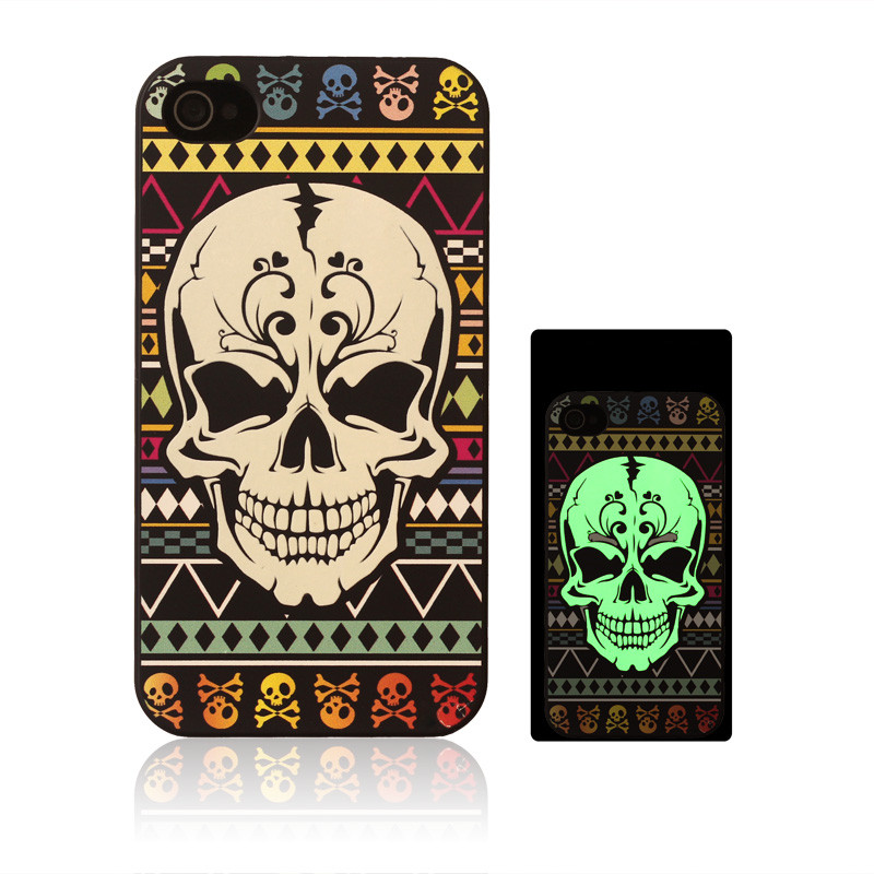Iphone 4s Case, Black Skull Pattern Noctilucence Phone Case For Iphone 4/4s